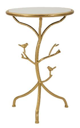 Table Birds effet marbre doré design oiseaux décoratif