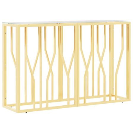 Table console 110x30x70 cm acier inoxydable et verre