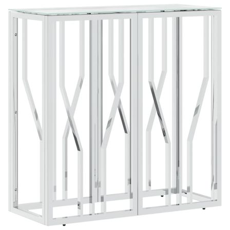 Table console 70x30x70 cm acier inoxydable et verre