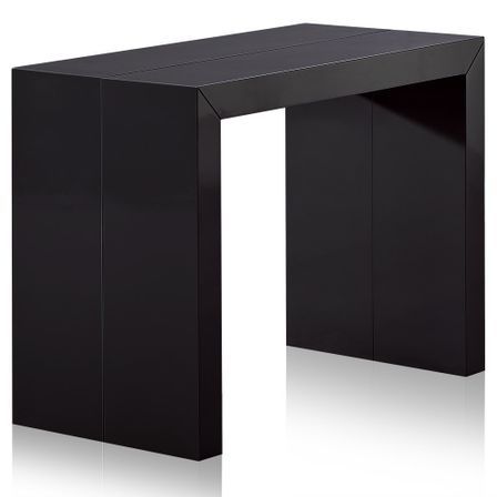 Table console extensible Bois Noir carbone 50 à 200 cm - 10 personnes
