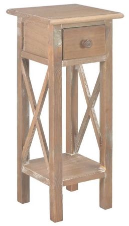 Table d'appoint 1 tiroir pin massif foncé Cosa