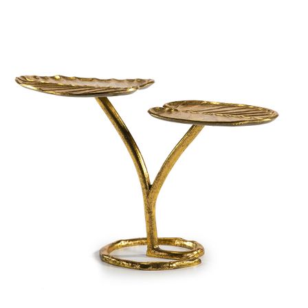 Table d'appoint 2 plateaux métal doré Pass