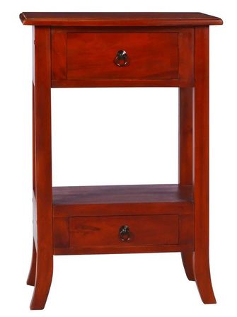 Table d'appoint 2 tiroirs acajou massif foncé Futar