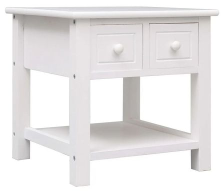 Table d'appoint 2 tiroirs paulownia massif blanc Ollier