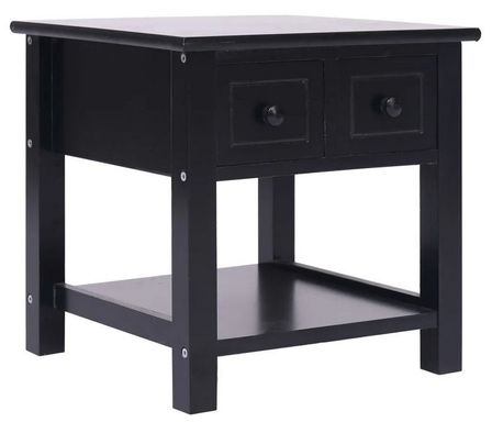 Table d'appoint 2 tiroirs paulownia massif noir Ollier