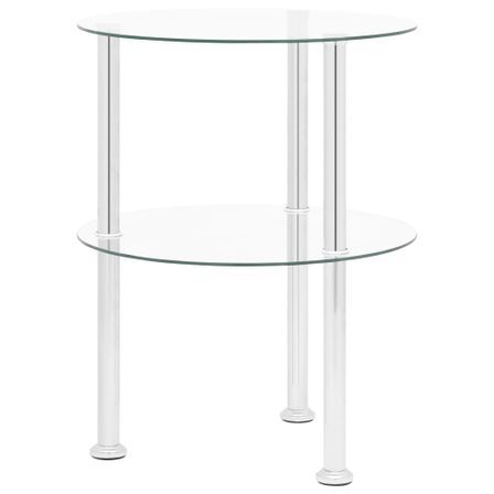 Table d'appoint à 2 niveaux Transparent 38 cm Verre trempé
