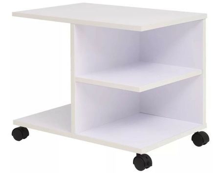 Table d'appoint à roulettes 3 niches blanc Sonia