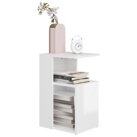 Table d'appoint Blanc brillant 36x30x56 cm