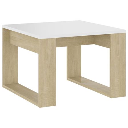 Table d'appoint Blanc et chêne sonoma 50x50x35 cm