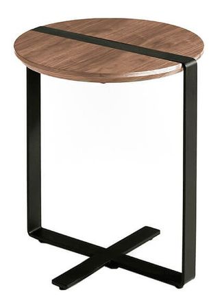 Table d'appoint bois de noyer et pieds en acier noir Waly