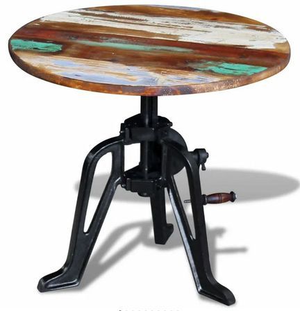 Table d'appoint bois de récupération et pied métal noir Issaf