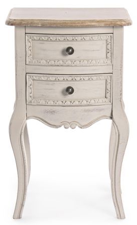 Table d'appoint bois en bois de paulownia beige 2 tiroirs Jara - Lot de 2