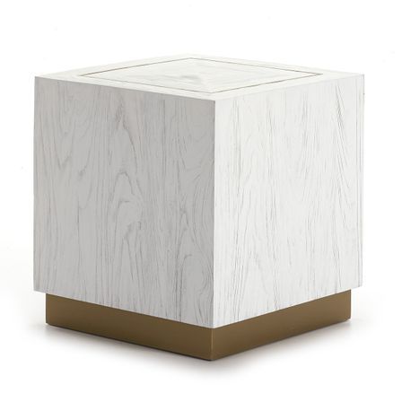 Table d'appoint carrée bois blanc et métal doré Klass