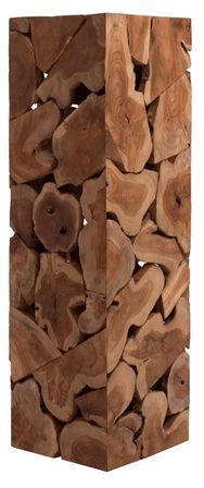 Table d'appoint carrée ethnique teck massif foncé vieilli Boul