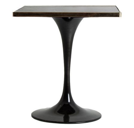 Table d'appoint carrée marbre noir et métal doré Nath