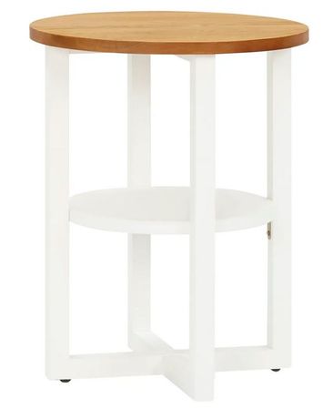 Table d'appoint chêne clair et pieds acacia massif blanc Hiram