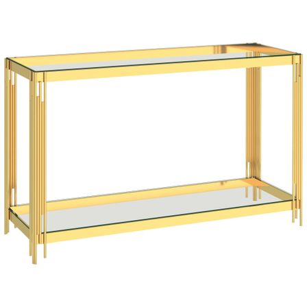 Table d'appoint Doré 120x40x78 cm Acier inoxydable et verre