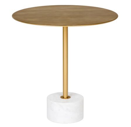 Table d'appoint en laiton et marbre LECCO Ø 51cm