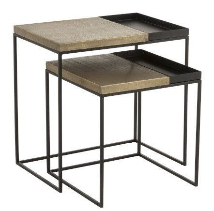 Table d'appoint gigogne métal doré et noir Ysarg - Lot de 2