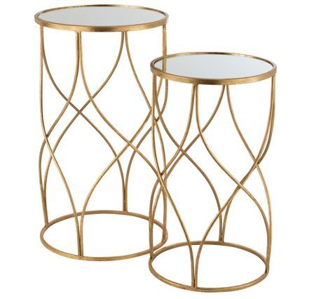 Table d'appoint gigogne miroir doré Hardie - Lot de 2