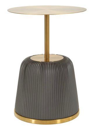 Table d'appoint grise avec plateau doré Perry