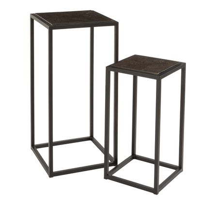 Table d'appoint haute carrée métal noir Irma - Lot de 2
