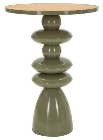 Table d’appoint haute verte en métal et bois Caro