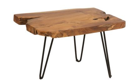 Table d'appoint irrégulière en teck marron Jocia L 60 cm
