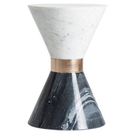 Table d'appoint marbre blanc et noir Miley