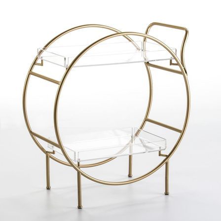 Table d'appoint métal doré avec 2 plateaux acryliques Quieras