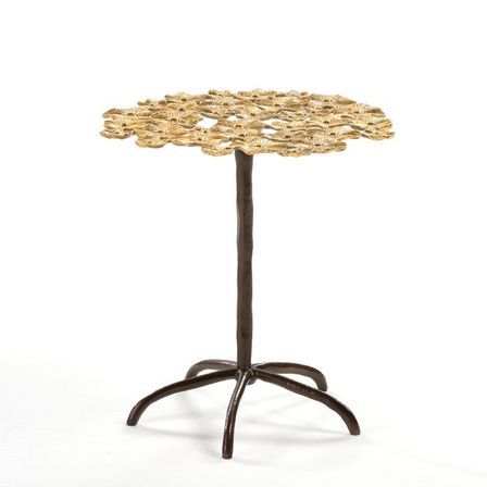 Table d'appoint métal doré et brun Trios