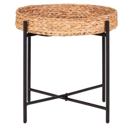 Table d’appoint métal & jacinthe d’eau NARO Ø 50 cm