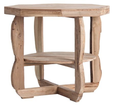 Table d'appoint octogonale bois tropical massif clair Atisch