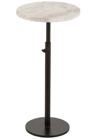 Table d'appoint réglable marbre blanc Miluna D 28 cm