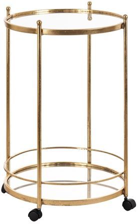 Table d'appoint ronde art déco miroir et pieds métal doré Fidel