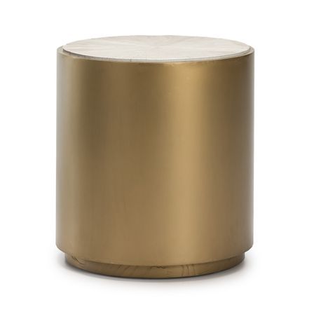 Table d'appoint ronde bois blanc et métal doré Klass