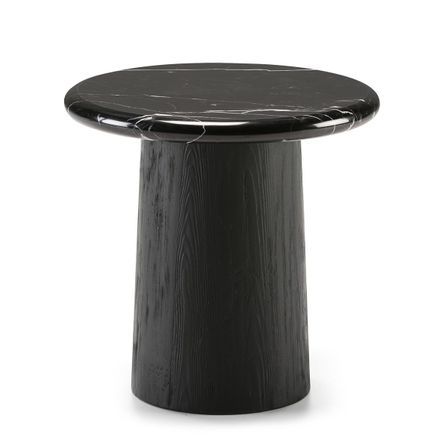 Table d'appoint ronde bois et marbre noir Lito