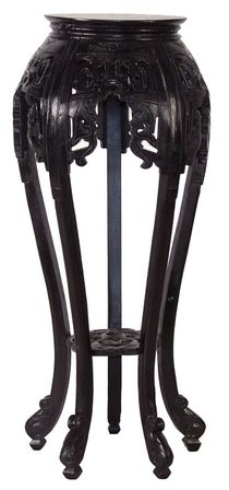 Table d'appoint ronde classique teck massif noir brillant Soren