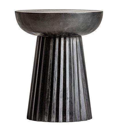 Table d'appoint ronde manguier massif noir Lial D 38 cm