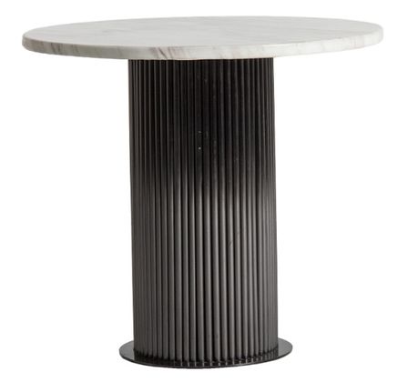 Table d'appoint ronde marbre blanc et métal noir Rivou
