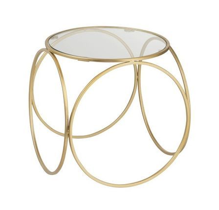 Table d'appoint ronde verre et métal doré Ysarg