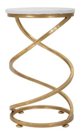 Table d’appoint spirale effet marbre métal doré design élégant