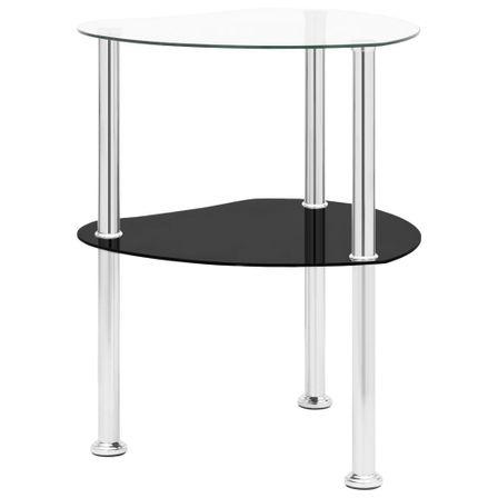 Table d'appoint Transparent et noir 38x38x50cm Verre trempé 2
