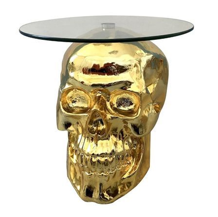 Table d'appoint verre et métal doré Narsh