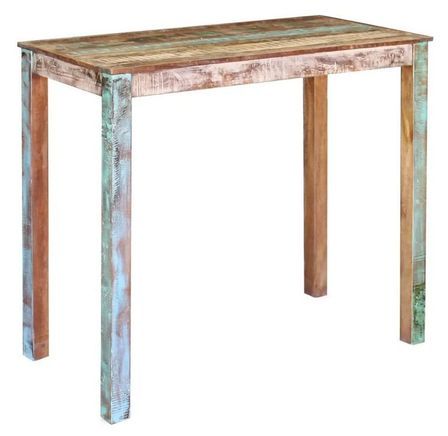 Table haute de bar bois de récupération massif Taref 115 cm