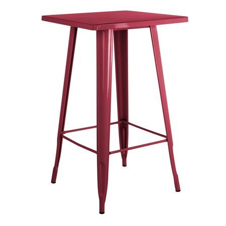 Table de bar carrée acier brillant bordeaux Kontoir 60 cm