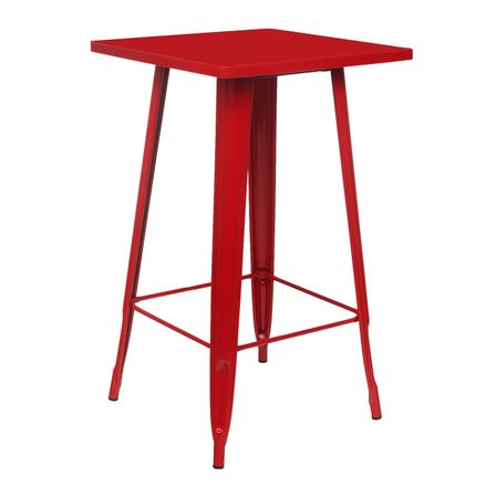 Table de bar carrée acier brillant rouge Kontoir 60 cm