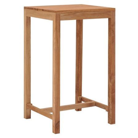 Table de bar carrée de jardin teck massif clair Kounjo 60 cm