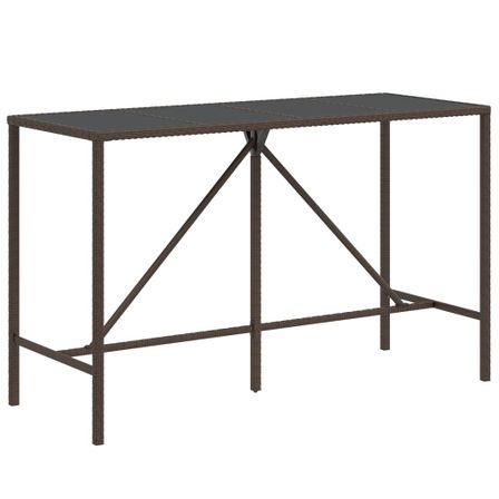 Table de bar et dessus en verre marron 180x70x110 cm poly rotin