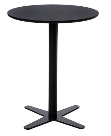Table de bar ronde bois noir et pieds acier noir Cooky 60 cm